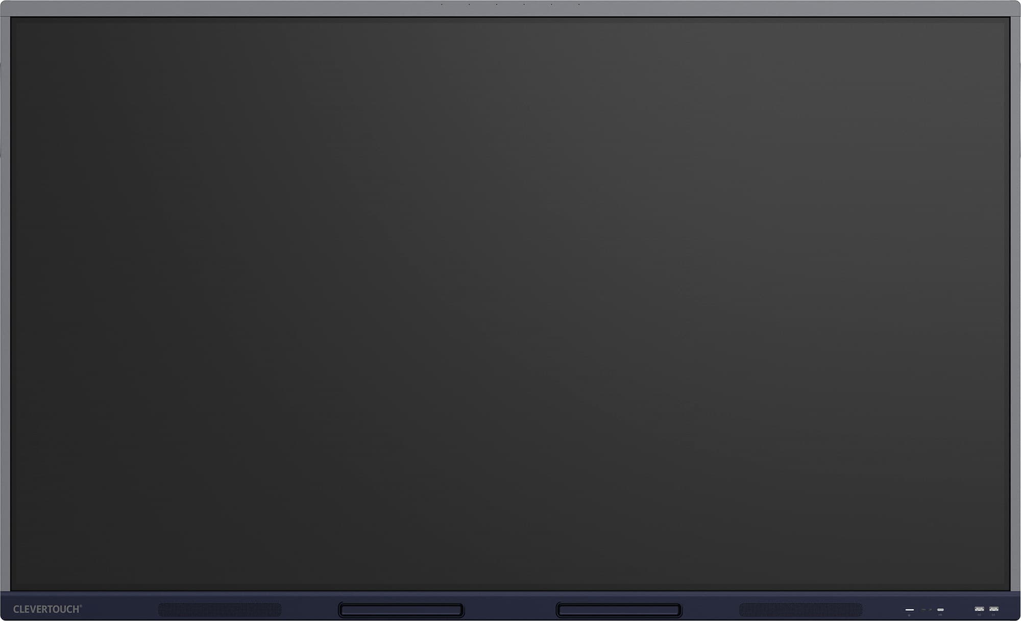 Clevertouch IMPACT Max2 Multitouchdisplay Ansicht Front ohne Inhalt, Display in ausgeschaltetem Zustand